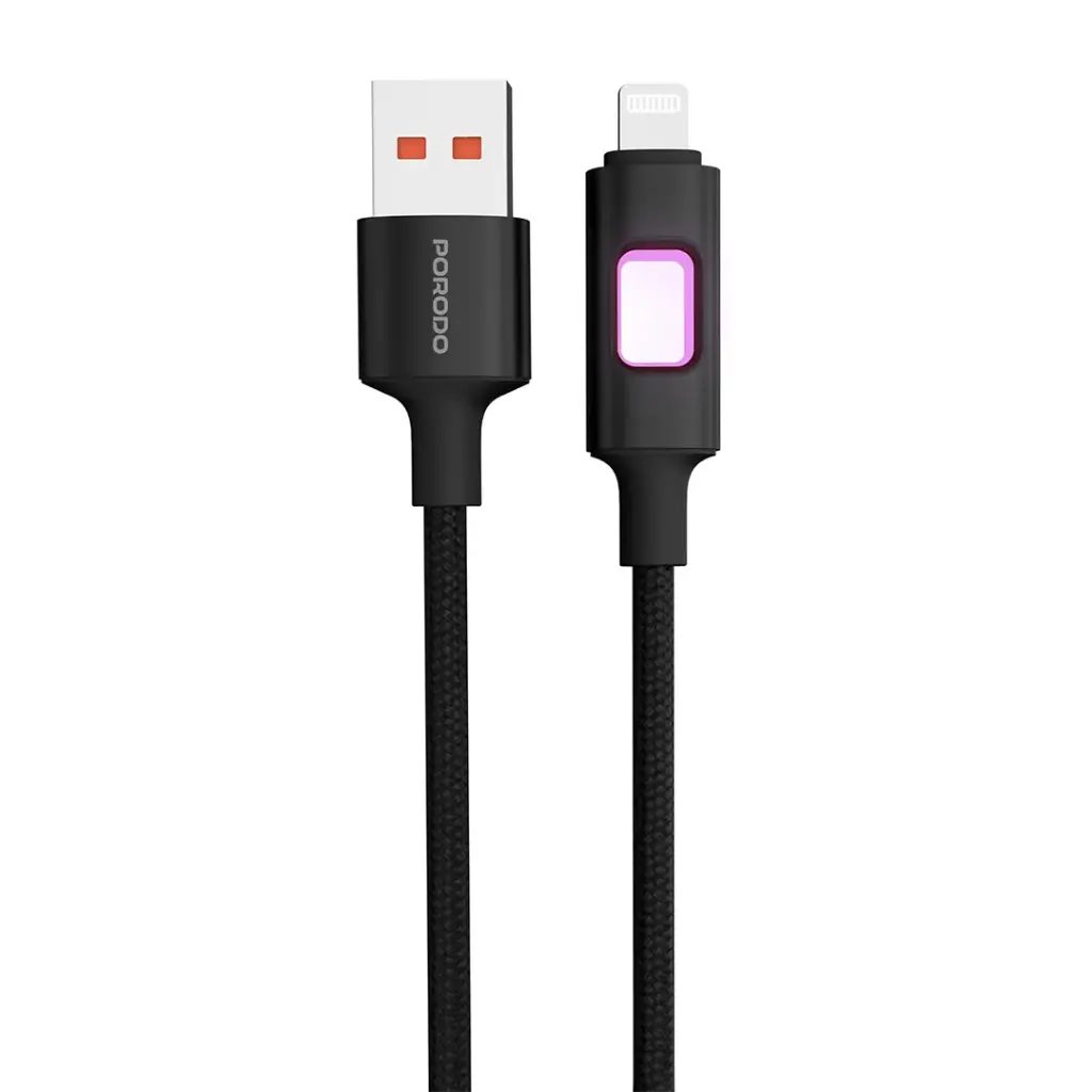 Porodo USB-A To Lightning LED Braided