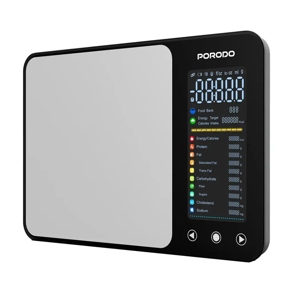 Porodo Lifestyle Kalio Smart Food Kitchen Scale Measuring Tape with Nutritional Calculator - Silver