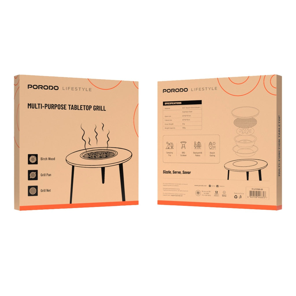 PORODO LIFESTYLE CAMPING ROUND TABLE - BROWN