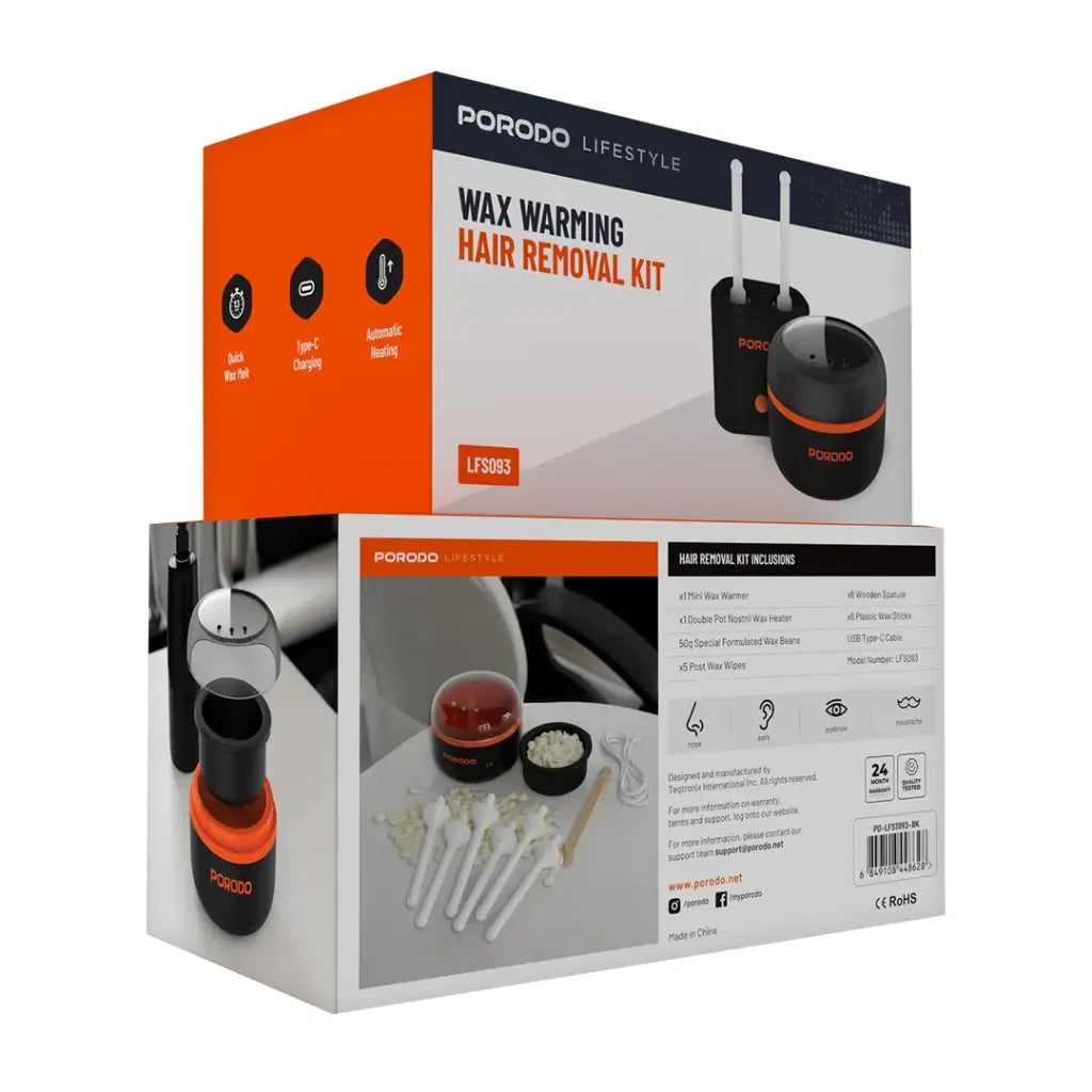 Porodo Lifestyle Wax Warming Hair Removal Kit - Black