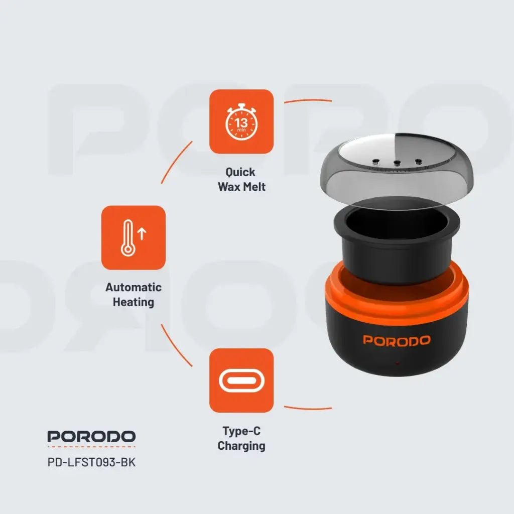 Porodo Lifestyle Wax Warming Hair Removal Kit - Black