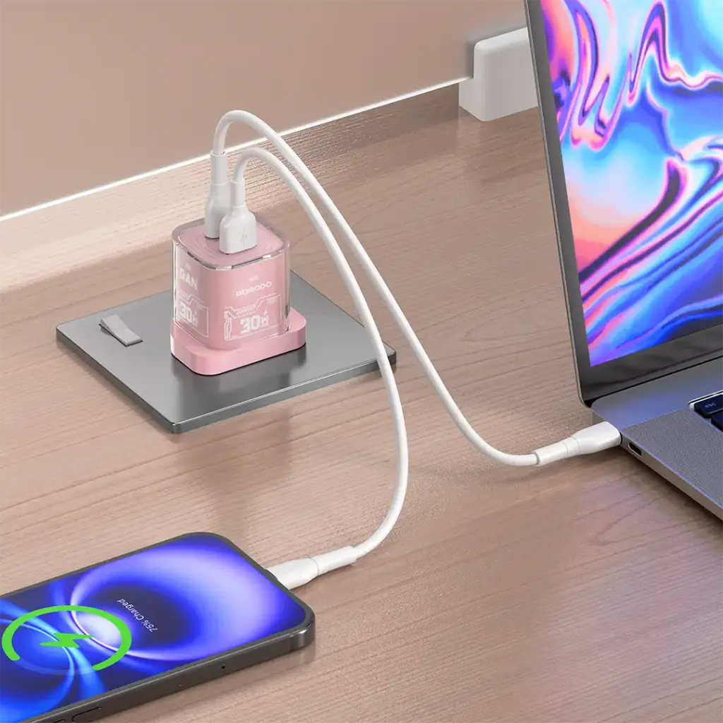 Porodo Tezclarte Quick Wall Charger Dual-Port Fast Charging -Pink