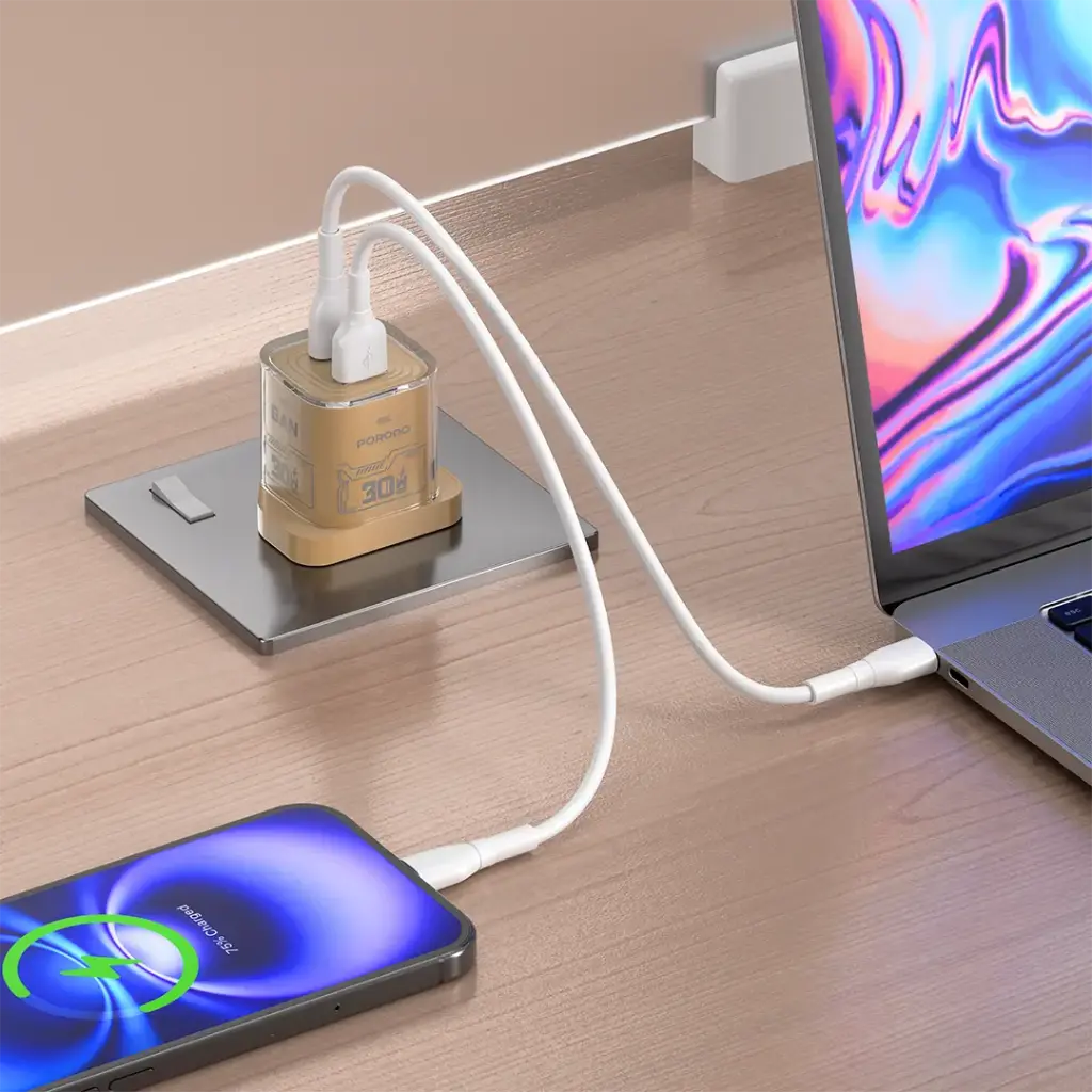 Porodo Tezclarte Quick Wall Charger Dual-Port Fast Charging - khakl