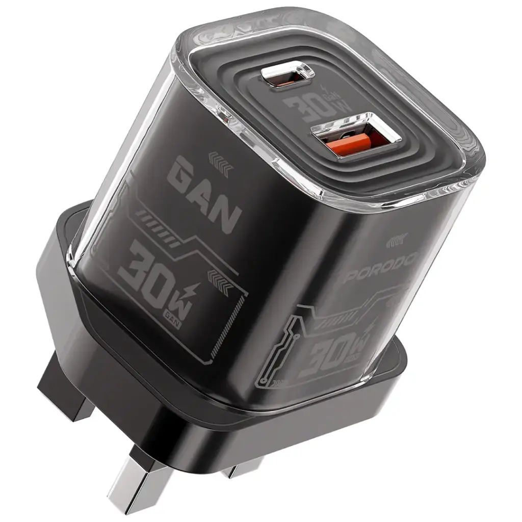 Porodo Tezclarte Quick Wall Charger Dual-Port Fast Charging - black