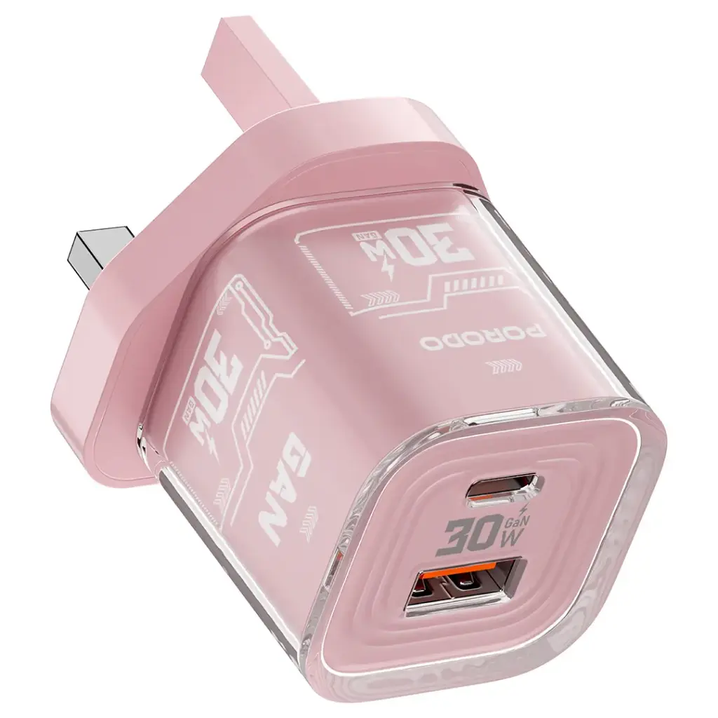 Porodo Tezclarte Quick Wall Charger Dual-Port Fast Charging -Pink