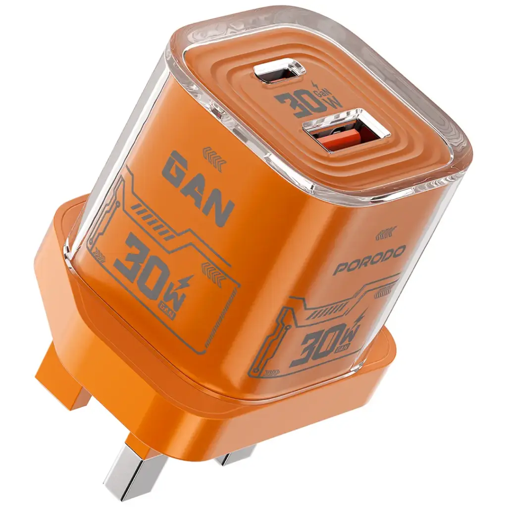 Porodo Tezclarte Quick Wall Charger Dual-Port Fast Charging - Orange