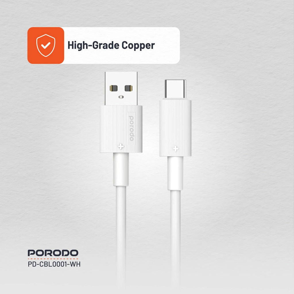 كابل شحن متين من Porodo USB-A إلى Type-C