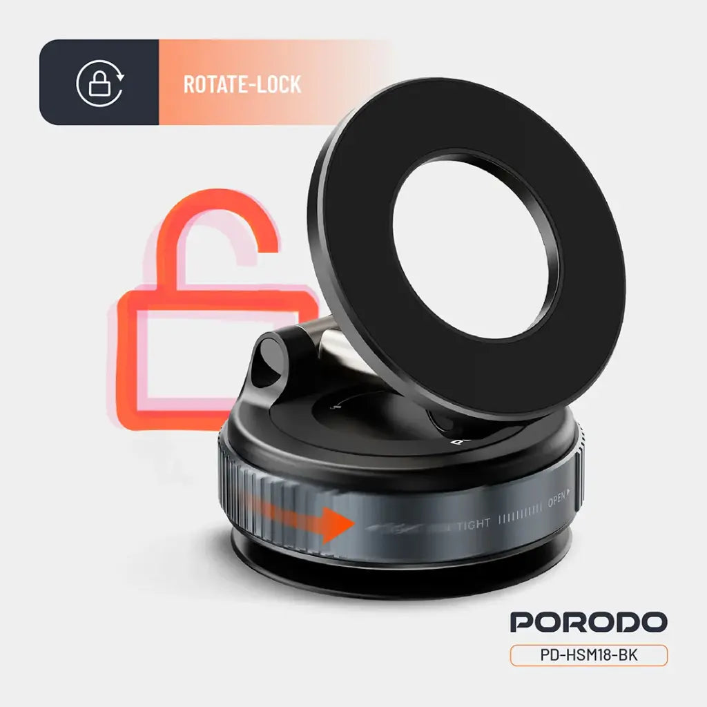Porodo Vacuseal Rotate-Lock MagSafe Mount - Black