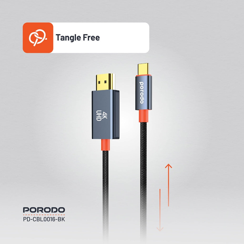 Porodo  Type-C to HDMI Woven Cable - Black