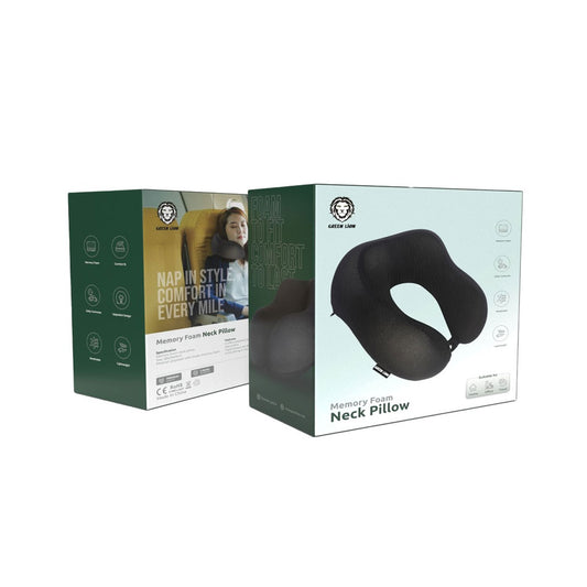 GREEN LION MEMORY FOAM NECK PILLOW -BLACK