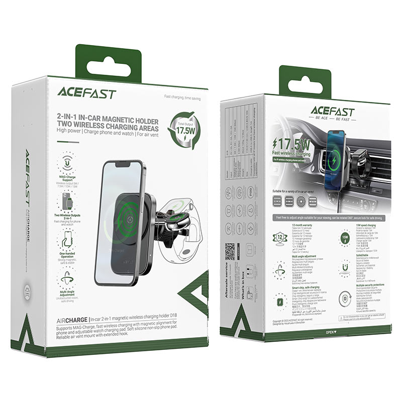 حامل شاحن السيارة اللاسلكي السريع AceFast D18 بقوة 15 واط