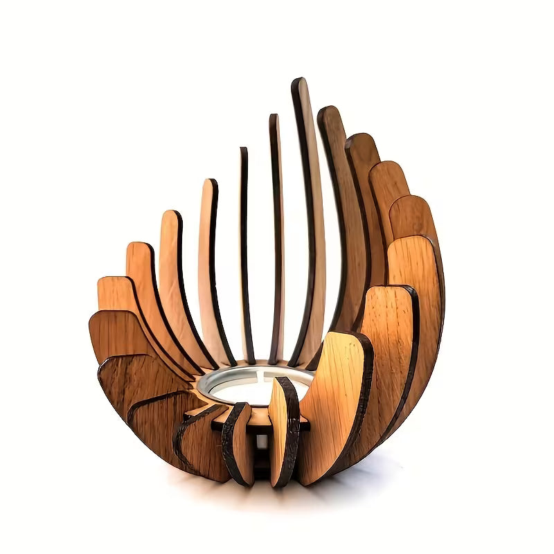 Handmade for Lotus-Shaped Wooden Candlestick