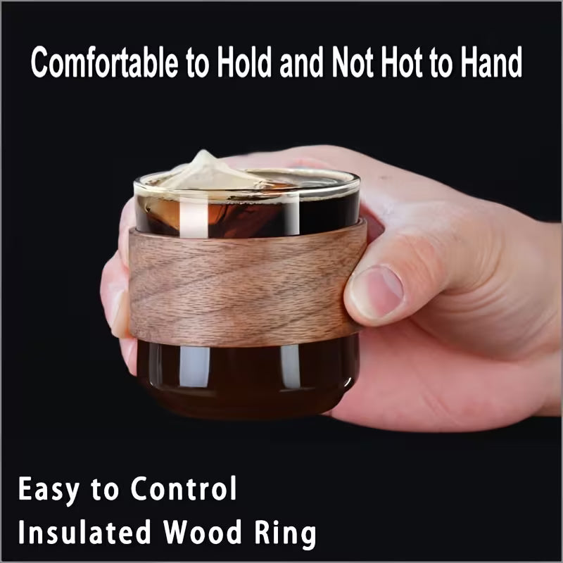 Glass Cups with Wooden Layer Inserts