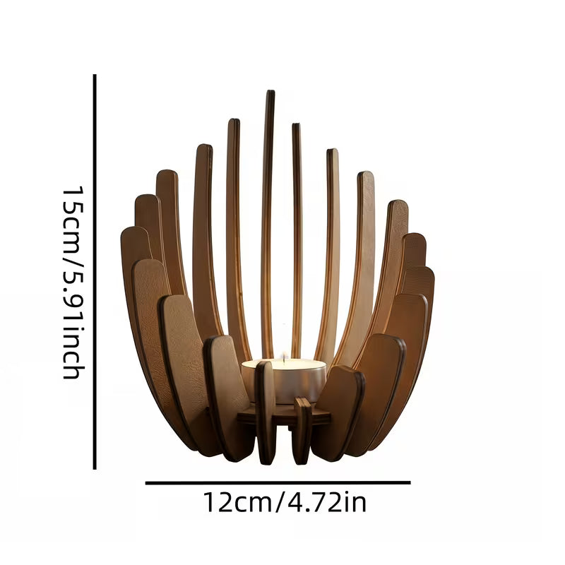 Handmade for Lotus-Shaped Wooden Candlestick