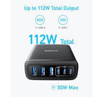 Anker Charger Hub (112W, 6 Ports, GaN) - Black