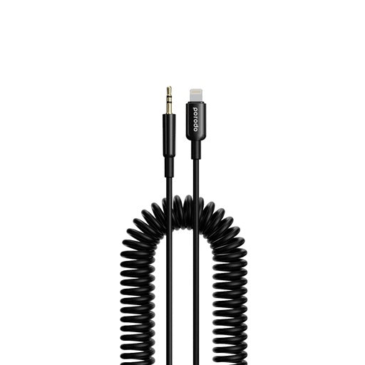 Porodo Lightning to AUX Coil Cable 1.2M - Black