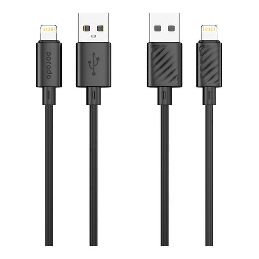 بورودو - كابل 3A PD USB A إلى Lightning PVC بطول 1.2 متر - أسود