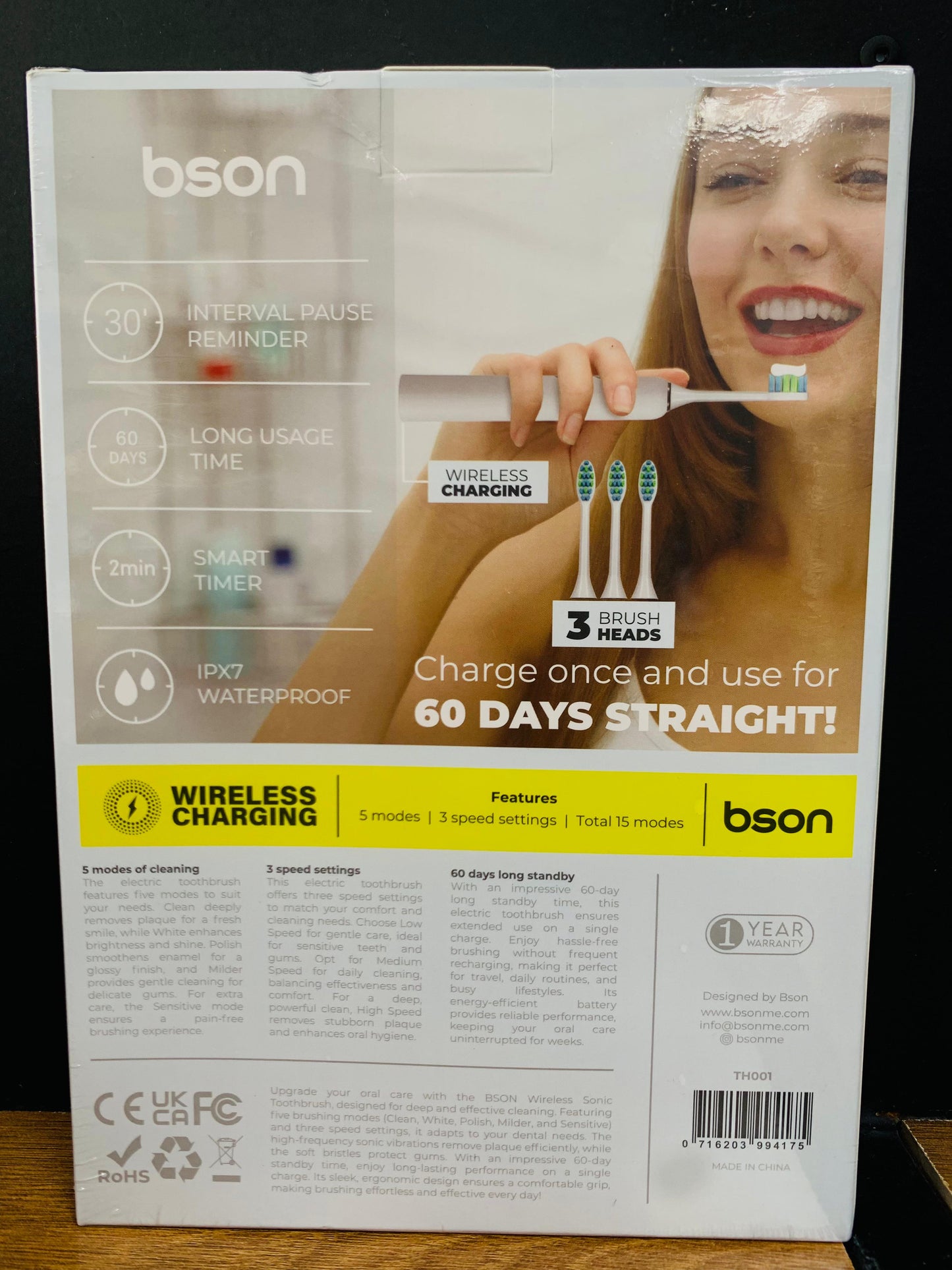 BSON Wireless Sonic Toothbrush - White
